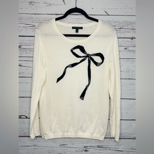 Banana Republic Cream Sweater with Black Bow Motif